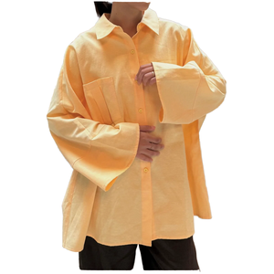 Blusa de Algodón Transpirable para Mujer, Diseño Personalizado OEM 2026, Estilo Musulmán Modesto, Corte Regular, Cuello en V, Manga Larga, Botones al Frente, Bordado Maxi - Product Image 1