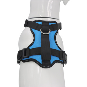 Adjustable Padded Nylon Dog <b>Harness</b> Breathable Durable <b>Black</b> Blue Medium Size Buckle Closure Simple Style for Dogs - Product Image 6