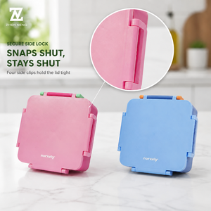 Boîte à lunch pour enfants Zhenneng, boîte bento à 4 compartiments, compatible <span class=keywords><strong>micro</strong></span>-<span class=keywords><strong>ondes</strong></span>, avec gobelet à sauce, passoire et pot isotherme pour enfants - Product Image 2