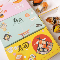 Boîte à sushi vintage en papier, impression artistique, conteneur jetable pour sushi à emporter, logo personnalisé OEM, emballage alimentaire en gros