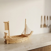 Plateau de service en bambou artisanal de luxe, grand bateau à sushi japonais pour restaurant et traiteur