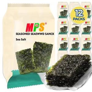 味付け海藻スナックシート-オーガニックシーソルトフレーバー12個入りパックローストクリスピープレミアムナチュラル海苔