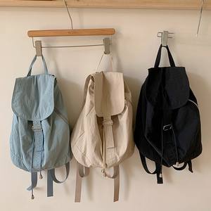 <b>Drawstring</b> <b>Backpack</b> Nylon Lightweight Cover Type Shoulder Strap For Women College Student Everyday Use Summer 2025 - Product Image 1