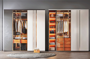 Armoire moderne de luxe personnalisable au design européen, portable, <span class=keywords><strong>porte</strong></span> <span class=keywords><strong>pliante</strong></span> en verre, armoire en MDF réglable pour la maison, le salon - Product Image 6