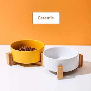 Mangkuk Makan Keramik Hewan Peliharaan Kucing dan Anjing dengan Logo Kustom Grosir, Dilengkapi Dudukan Kayu Anti Selip untuk Memberi Makan Anjing dan Kucing - Product Image 5