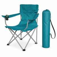 Chaise pliante de camping en acier inoxydable à dossier haut, grand fauteuil de loisirs pour extérieur, jardin, pêche, plage, avec porte-gobelet portable