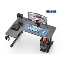 Bureau de jeu de nouvelle génération en forme de L avec porte-gobelet, charge USB/sans fil, éclairage LED - Configuration de jeu complète