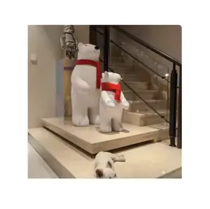热卖批发北极熊雕塑客厅大型家居雕塑玻璃纤维树脂北极熊雕像出售