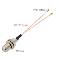 1 à 2 câble répartiteur 1 X F mâle/femelle à 2 X U.fl RF1 RF4 RF femelle RF1.13 RG178 câble extension d'antenne cavalier Pigtail