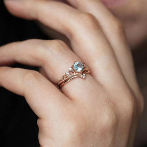 Anillo de Compromiso T0911 con Corona, Chapado en Oro Rosa, con Piedra de Topacio, Joyería Fina para Mujer - Product Image 2