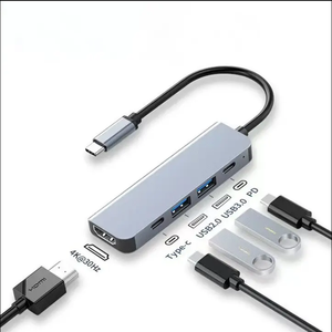 Venta al por mayor 5 en 1 Adaptador de concentrador de alta definición 4K <span class=keywords><strong>USB</strong></span> 3,0 Puertos 100W Suministro de energía Aluminio para MacBook Laptop - Product Image 1