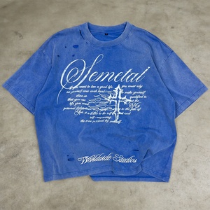 เสื้อยืดโอเวอร์ไซส์เนื้อหนัก 100% ผ้าฝ้าย ลายกราฟิกวินเทจ ผู้ผลิตเสื้อยืดคุณภาพสูงแบบสั่งทำพิเศษ ทรงบ็อกซี่ ล้างสีแบบแอซิดวอช - Product Image 1