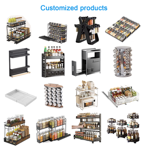 360 girevole in acciaio inox portaspezie Organizer con 20 vasetti di vetro per condimenti da cucina - Product Image 4