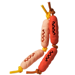 Nouveauté 2024 : Jouets à mâcher interactifs pour animaux de compagnie en caoutchouc écologique non toxique en forme de hot-dog avec corde, pour l'entraînement et le nettoyage des dents - Product Image 4
