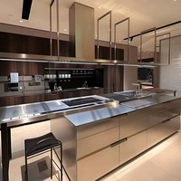 Armoire modulaire de cuisine en acier inoxydable chaude armoire de cuisine de comptoir de villa de grande île étanche pour la maison