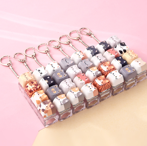 Lindo Llavero con Diseño de Gato, Juguete Antiestrés con Cuatro Cabezas de Gatitos Coloridas en Estuche Transparente para Niños y Adolescentes - Product Image 4