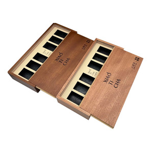 Nouvelle petite boîte à thé en bois / boîte de rangement et de présentation pour thé, disponible en six, huit et dix compartiments, design coulissant. - Product Image 3