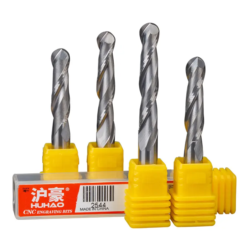 HUHAO 3.175mm ball nose two flutes spiral tungsten carbide steel drill bit cnc ball end router cutter 4 mm 6mm 2203