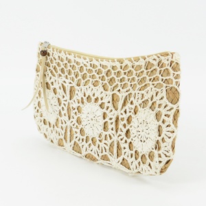 Portafoglio bianco all'uncinetto Clutch con motivo Vintage fiore bohémien per la moda primavera ed estate - Product Image 4