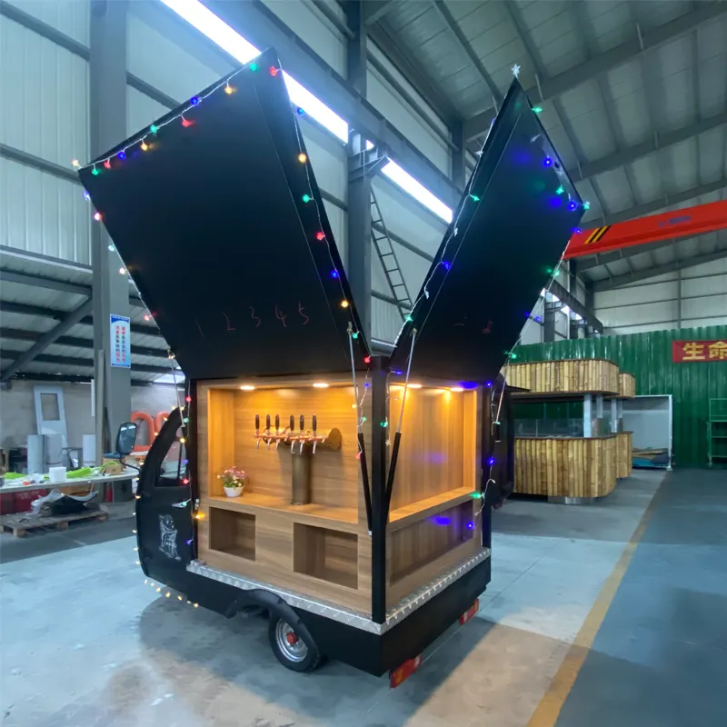 Street Mobile Fast Food Trailer Coffee Van Beer Bar Electric Tricycle Food Truck For Sale