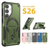 Étuis de téléphone portable de luxe au design sportif, antichute, antichoc, avec support magnétique, en TPU+PC pour Samsung S25 S26 Ultra