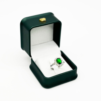 PU-Leder Goldschnalle Flaschengrün Einfache Ringbox Ohrringboxen und Verpackung mit Anpassbarem Logo Elegante Hochzeitsgeschenke