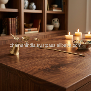 เชิงเทียนเหล็กทองเหลืองโบราณทำมือสำหรับตกแต่งบ้าน - Product Image 2