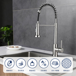 Jboyurn 304 Stainless Steel Pull Out Faucet Single Handle Deck <b>Mounted</b> Modern Kitchen Sink Water Tap With <b>Spray</b> Head - Product Image 2