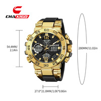 CHAXIGO 233 Jam Tangan Pria dengan Tali Silikon Olahraga, Casing 54.4mm, Layar Digital Analog LED, Tahan Air 30m, Gaya Olahraga.