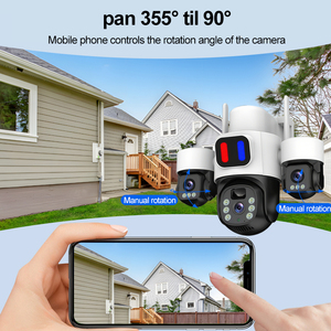 Báo động màu xanh đỏ 4g ba ống kính <span class=keywords><strong>camera</strong></span> an ninh năng lượng mặt trời ngoài trời nhà HD không dây wifi mạng tầm nhìn ban đêm đầy đủ màu sắc màn hình máy ảnh - Product Image 2