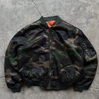 Veste Bomber Vintage en Nylon Imperméable Réversible à Imprimé Complet avec Fermeture Éclair, Veste de Pilote d'Hiver Camouflage Personnalisée pour Hommes
