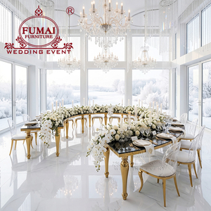 <b>Round</b> party wedding serpentine <b>table</b> with black glass <b>table</b> top for events - Product Image 2