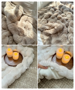 제조 업체 화이트 인조 토끼 모피 담요 침대 장식 소파 던지기 퀸 킹 봉제 아기 블랑 버블 담요 - Product Image 6