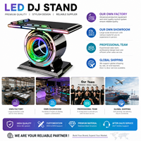 Table de DJ incurvée à LED, console de contrôle de luxe en acier inoxydable, support miroir infini RGB pour hôtel, club, fête, pub