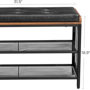 Banco para cambiar zapatos, ideal para el hogar, con almacenamiento para zapatos, tapicería suave, se puede sentar sobre él, banco tipo sofá, banco largo - Product Image 3