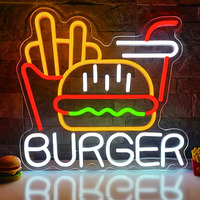 Lettres lumineuses néon LED, enseigne de magasin, lumière d'ambiance suspendue intérieure et extérieure, 12V, motif hamburger russe.
