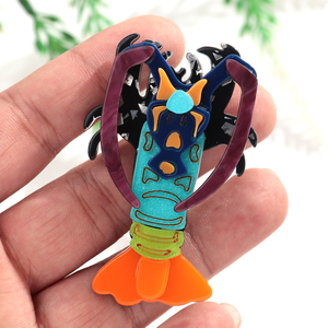 Broche Créative Géométrique en Acrylique, Motif Homard Coloré, Bijou Animal, Accessoire Vestimentaire, Cadeau Fête des Enfants - Product Image 4