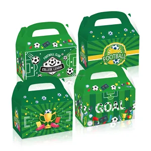 环彩12 pcs足球派对礼盒绿色球门纸礼品盒蛋糕糖果糖果礼盒足球运动派对用品