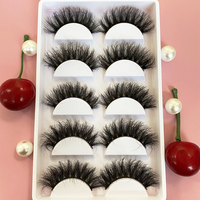 20MM 3D Big Curl Faux Mink Lashes Vente en gros Dramatique Super Fluffy Faux Vegan Mink Eyelashes Dense 5 Paires Lashes Pack Tray
