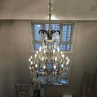 Lustre en cristal de luxe européen, grand modèle, noir, pour mariage, salle de banquet, villa, escalier, hôtel, décoration