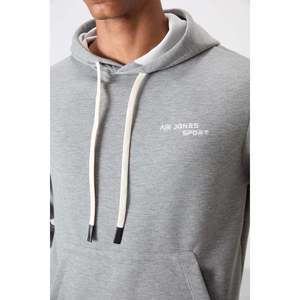 Ensemble de survêtement gris chiné pour homme – Coton confortable, respirant, style décontracté, avec jogging et sweat à capuche – Taille adulte - Product Image 6