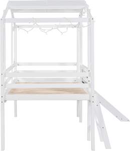 Cama alta doble moderna con tobogán para dormitorio de niños y niñas, altura ajustable, ecológica, cómoda, estilo casa, <span class=keywords><strong>pizarra</strong></span>, luz - Product Image 5