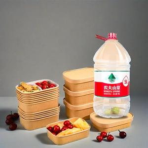 Cuenco desechable de papel cuadrado reciclable rectangular de grado alimenticio, contenedor de comida de papel para ensalada con tapa - Product Image 4