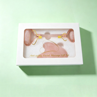 Rouleau facial en pierre naturelle de quartz rose, kit Gua Sha pour le visage, le cou, le corps, massage anti-âge, outil de soin de la peau