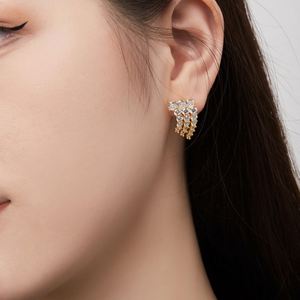 Dylam Stylish 925 Sterling <b>Silver</b> Rhodium 18K Gold Plating Multiple Layer Row 5A Cubic Zirconia <b>Stud</b> <b>Earrings</b> for Women Gifts - Product Image 6