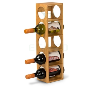 Casier à vin en bambou à 5 emplacements Casier à vin debout libre Support à vin en bois pour stocker des bouteilles - Product Image 1
