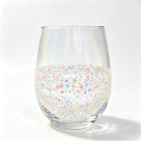 Verre à vin sans pied en strass irisé, verre en forme d'œuf décoré de diamants colorés, verre à boire de luxe, cadeau pour femmes