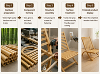 Fauteuil de salon moderne en bambou durable, confortable et inclinable, sain, sans formaldéhyde, portable, pour l'école, le jardin, la plage, la chambre à coucher