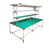 Mesa DE TRABAJO DE TUBO magro personalizada ESD 28mm ABS PE Tubo recubierto Tubo de acero inoxidable Mesa DE TRABAJO Tubos Banco de trabajo para línea de producción