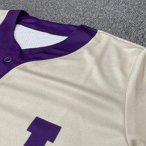 Maillots de baseball unisexes personnalisés de haute qualité, double face, en Spandex/Polyester, anti-UV, grandes tailles, vêtements de sport vierges pour le softball - Product Image 3